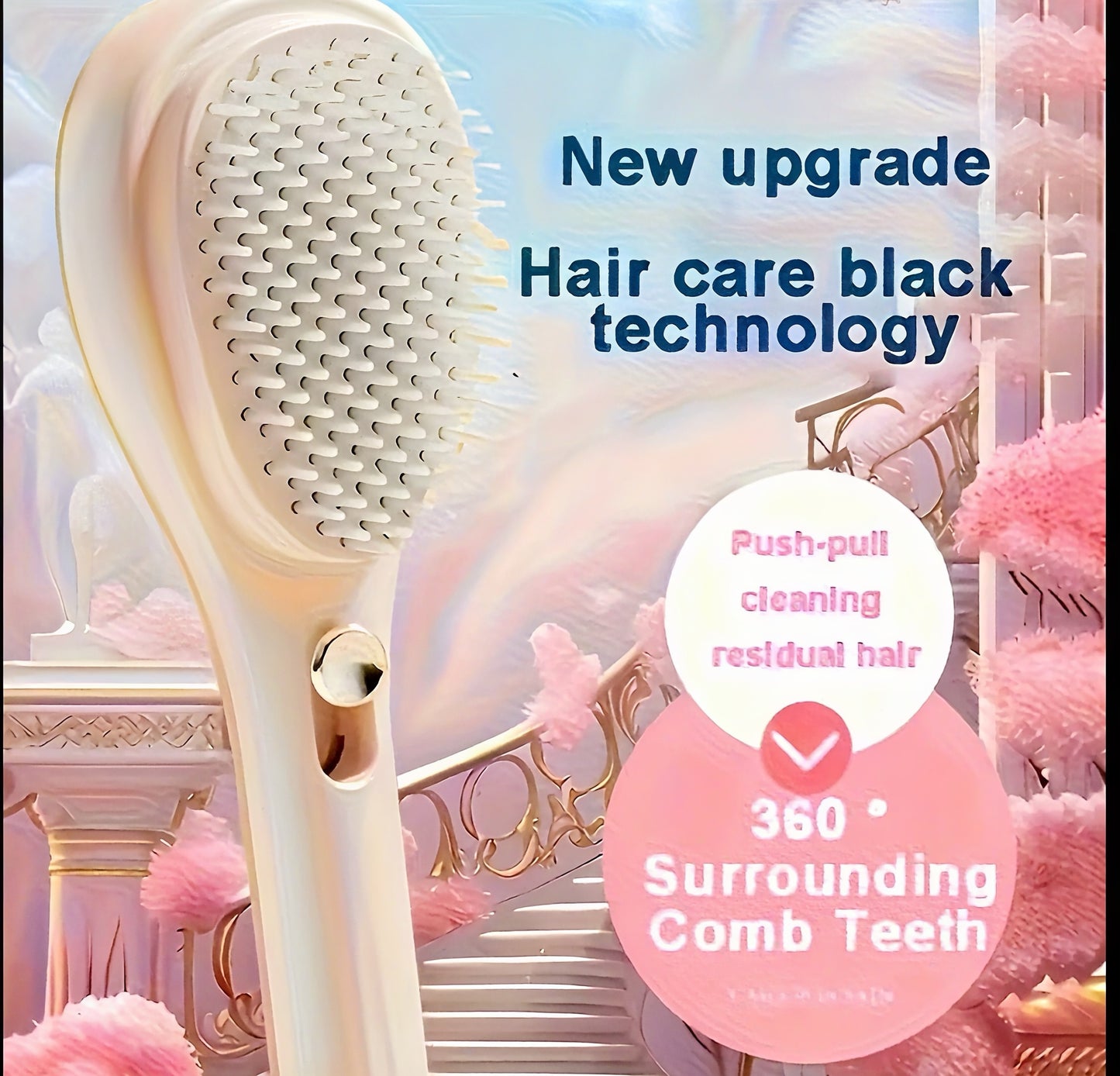 Scalp Massage Comb with One-Click Retractable Handle - Anti-Static, Self-Cleaning, Easy Detangling for All Hair Types, Ideal for Scalp Massage and Hair Care, Hair Care Essentials