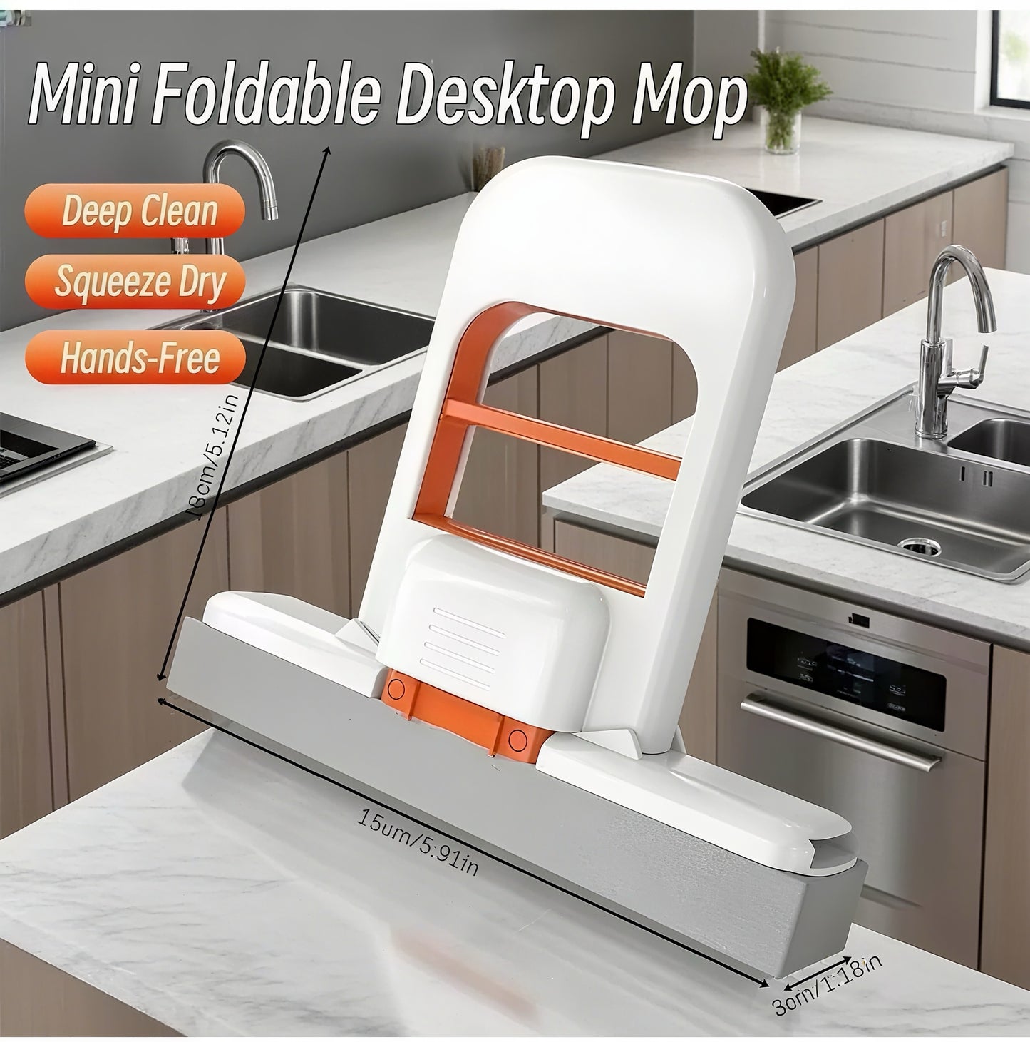 Mini Foldable Mop – Portable Squeeze Water Wiper for Kitchen & Bathroom Cleaning