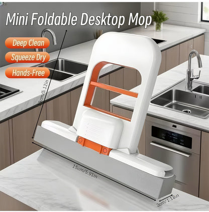 Mini Foldable Mop – Portable Squeeze Water Wiper for Kitchen & Bathroom Cleaning