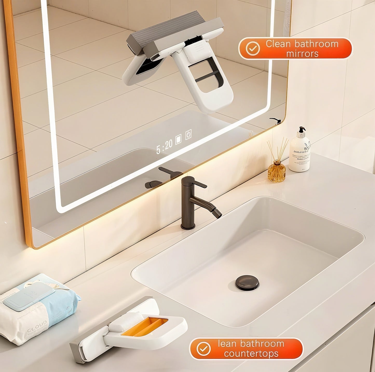 Mini Foldable Mop – Portable Squeeze Water Wiper for Kitchen & Bathroom Cleaning