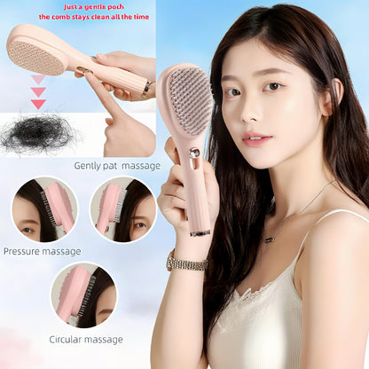 Scalp Massage Comb with One-Click Retractable Handle - Anti-Static, Self-Cleaning, Easy Detangling for All Hair Types, Ideal for Scalp Massage and Hair Care, Hair Care Essentials