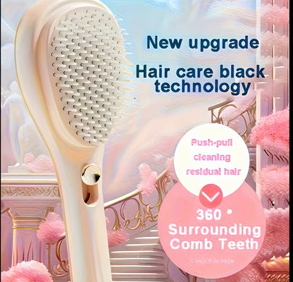 Scalp Massage Comb with One-Click Retractable Handle - Anti-Static, Self-Cleaning, Easy Detangling for All Hair Types, Ideal for Scalp Massage and Hair Care, Hair Care Essentials