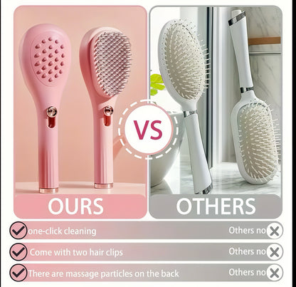 Scalp Massage Comb with One-Click Retractable Handle - Anti-Static, Self-Cleaning, Easy Detangling for All Hair Types, Ideal for Scalp Massage and Hair Care, Hair Care Essentials