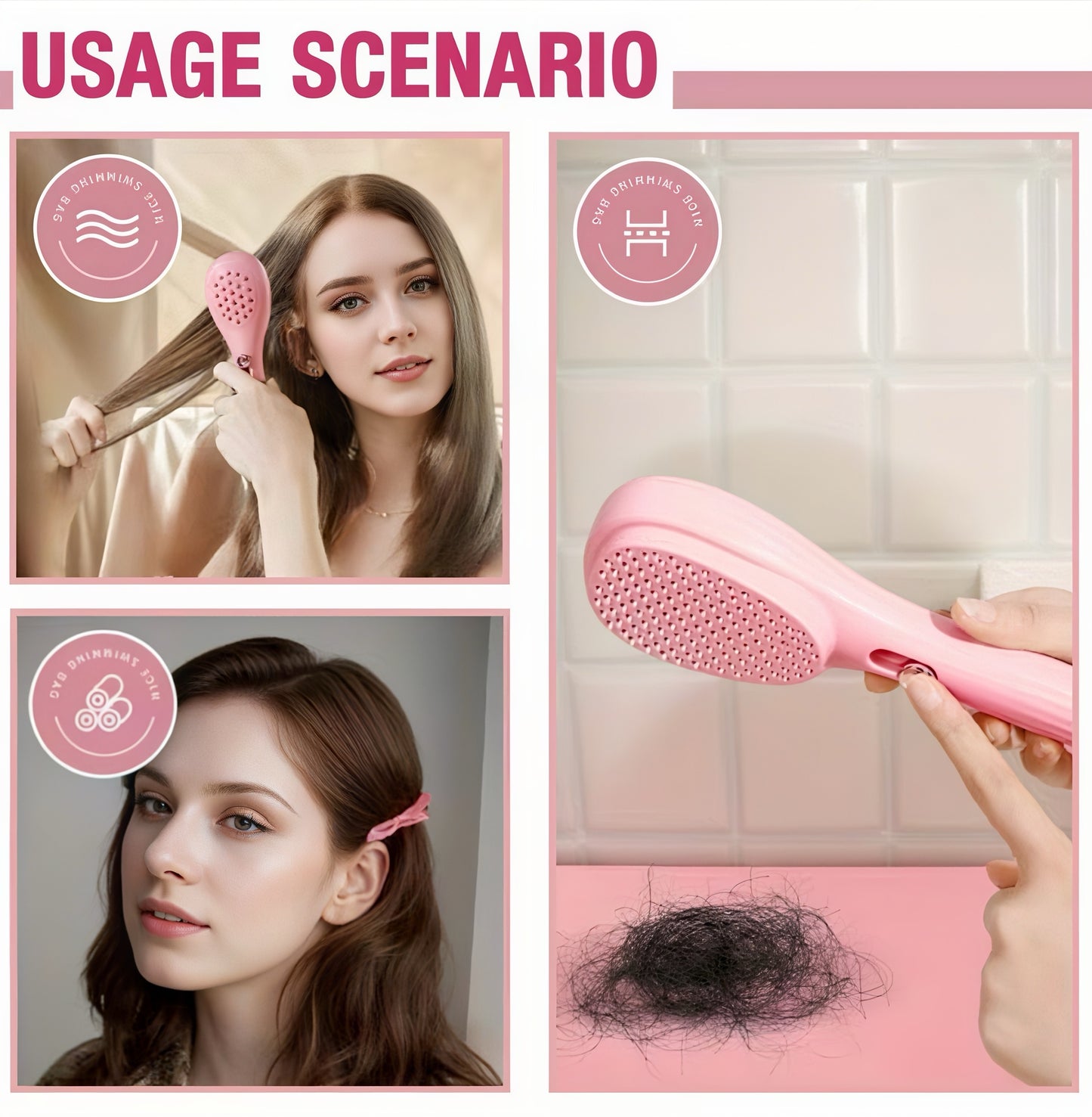 Scalp Massage Comb with One-Click Retractable Handle - Anti-Static, Self-Cleaning, Easy Detangling for All Hair Types, Ideal for Scalp Massage and Hair Care, Hair Care Essentials